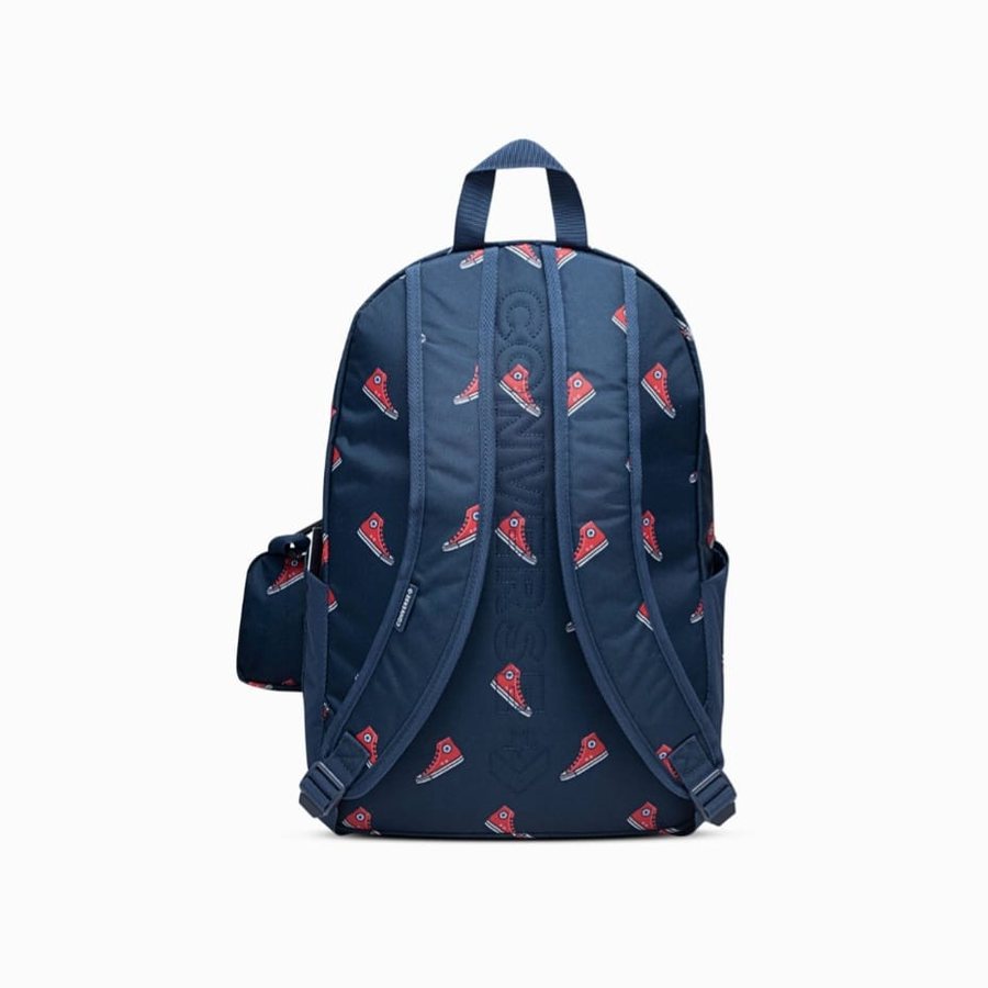 Back of the navy Converse backpack with padded straps