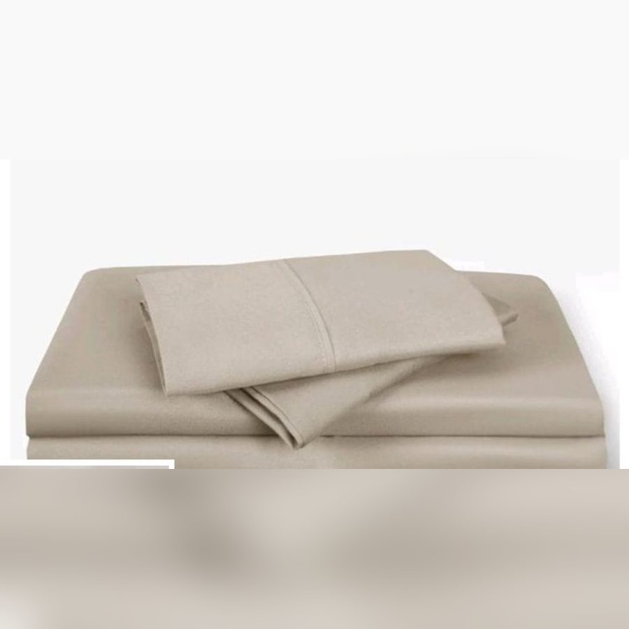 Folded taupe king size sheet set