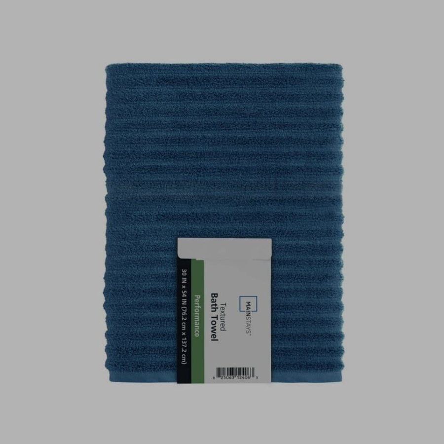 Blue ribbed bath towel