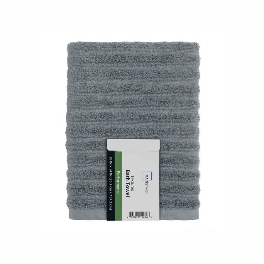 Grey ribbed bath towel